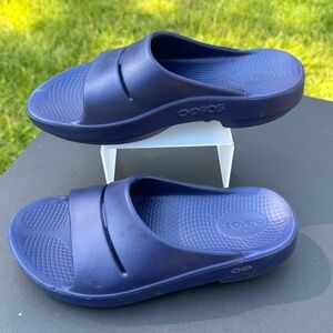 OOFOS Navy Blue Slide Sandals